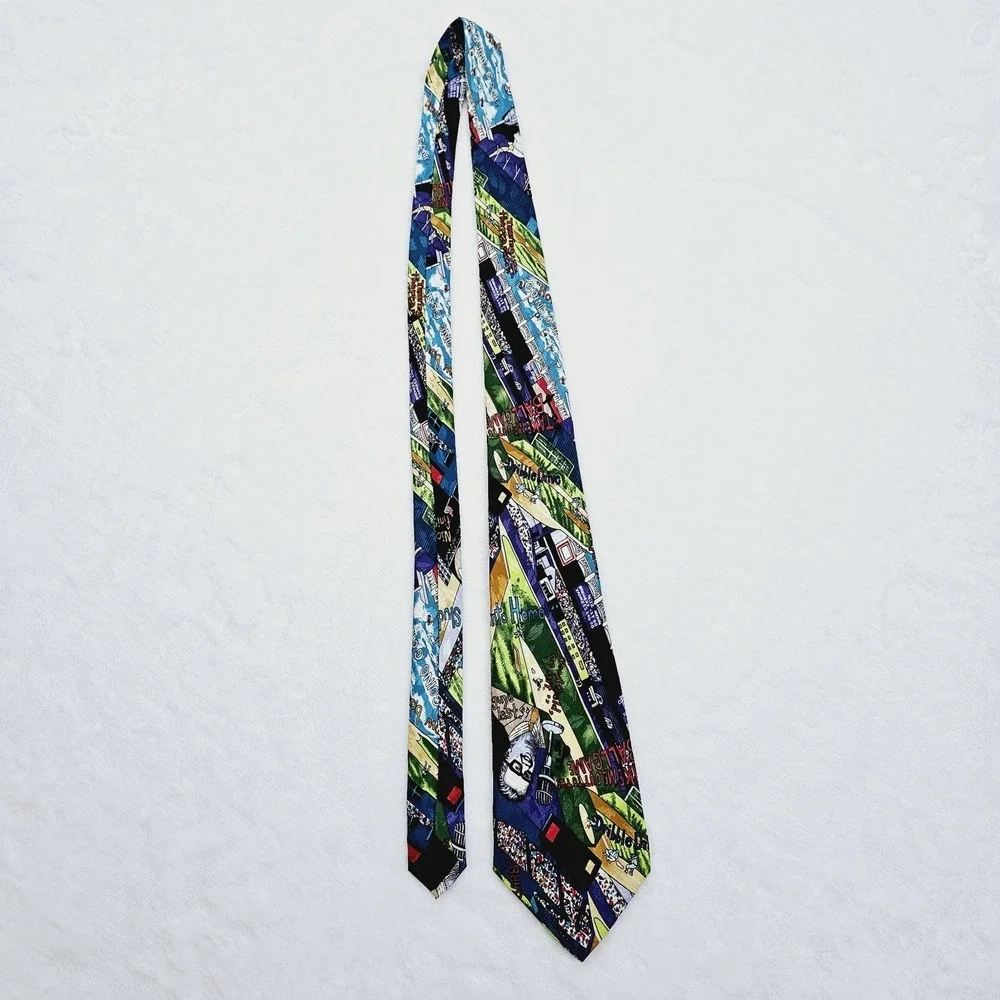 Nicole Miller VINTAGE 1992 Baseball Themed Novelty 100%‎ Silk Hand-Sewn Tie